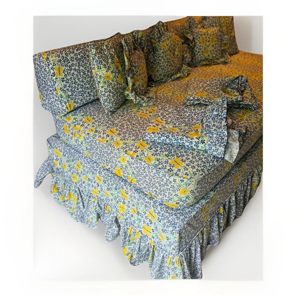 RARE VTG‎ Custom Daybed Bedding Set J.P. Stevens Butterfly Floral 11 Pc Sofa